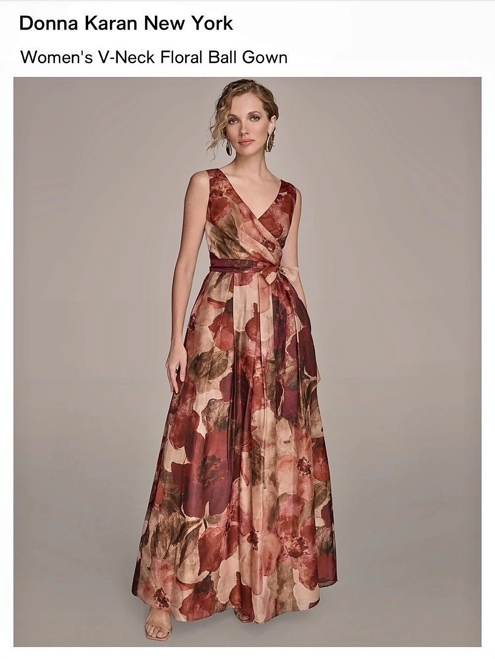 Donna Karan Women's V-Neck Floral Ball Gown - perfect for fall weddings!